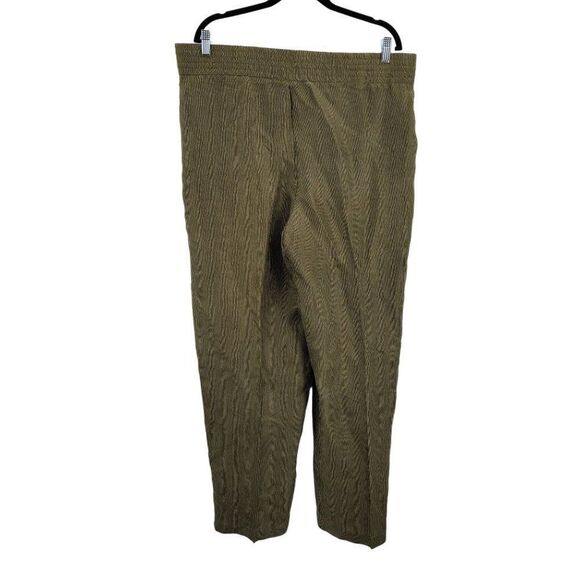 Vintage 90s High-rise Silk‎ Pants 14 Green Pinstriped Pleated Tapered - Picture 2 of 11